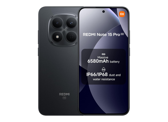 Xiaomi REDMI Note 15 Pro 5G – 120Hz 1.5K AMOLED Display, 200MP OIS Camera, 8GB RAM, 512GB Storage, 6580mAh Battery, Black (MZB0MC0EU)